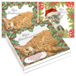 Franciens Katten kerstkaartenmapje / Hulst - Denneboom (leverbaar vanaf november)