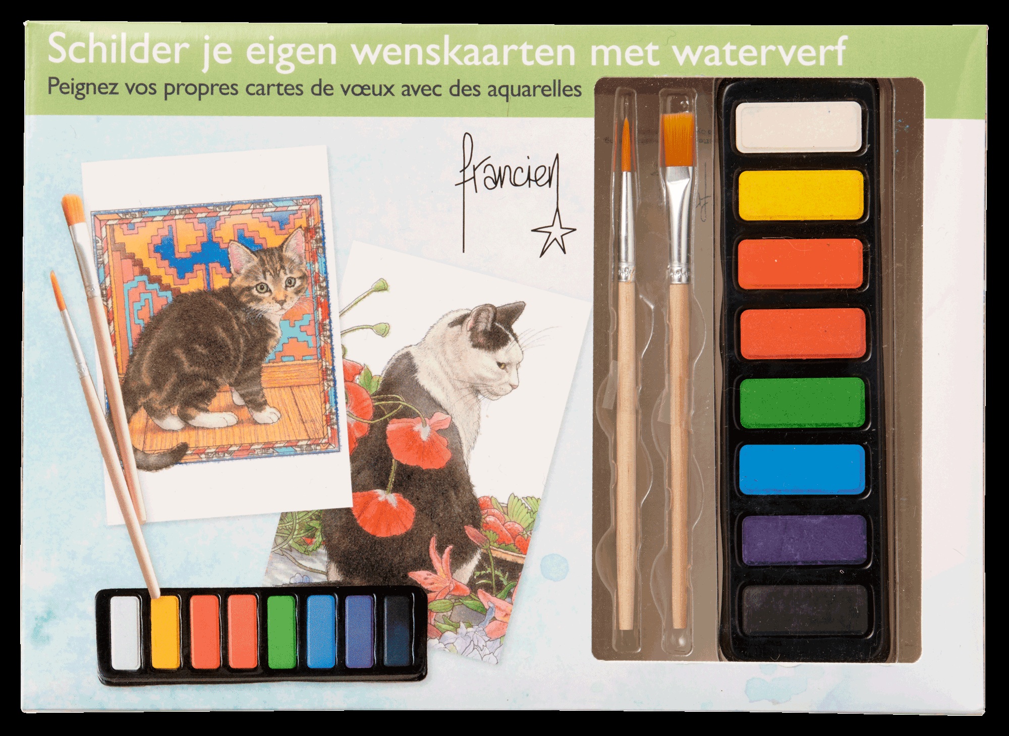 Franciens Katten aquarel kaarten maak set