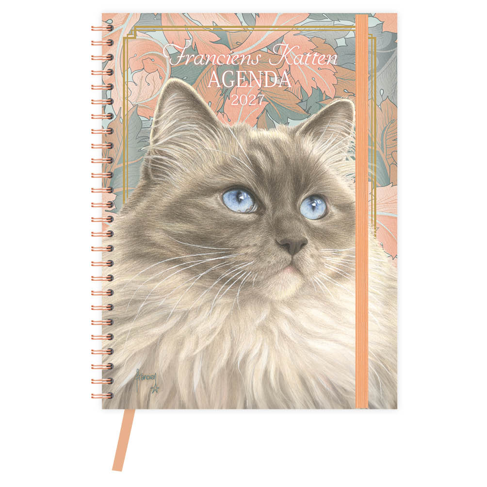 Franciens Katten Ringband bureau-agenda (HARDE KAFT) BLUE 2027