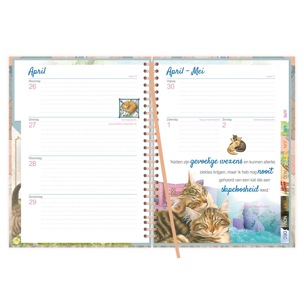 Franciens Katten Ringband bureau-agenda (HARDE KAFT) BLUE 2027 - Afbeelding 2