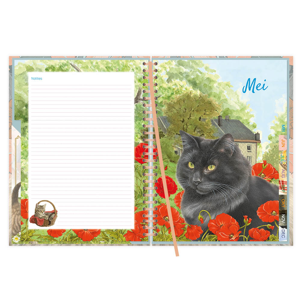 Franciens Katten Ringband bureau-agenda (HARDE KAFT) BLUE 2027 - Afbeelding 3