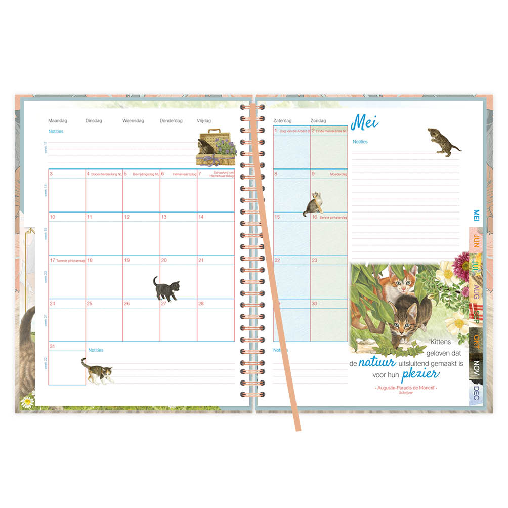 Franciens Katten Ringband bureau-agenda (HARDE KAFT) BLUE 2027 - Afbeelding 4