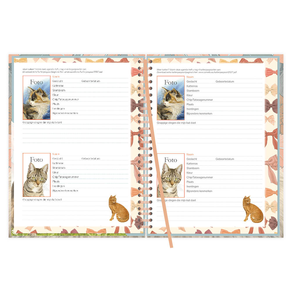 Franciens Katten Ringband bureau-agenda (HARDE KAFT) BLUE 2027 - Afbeelding 5
