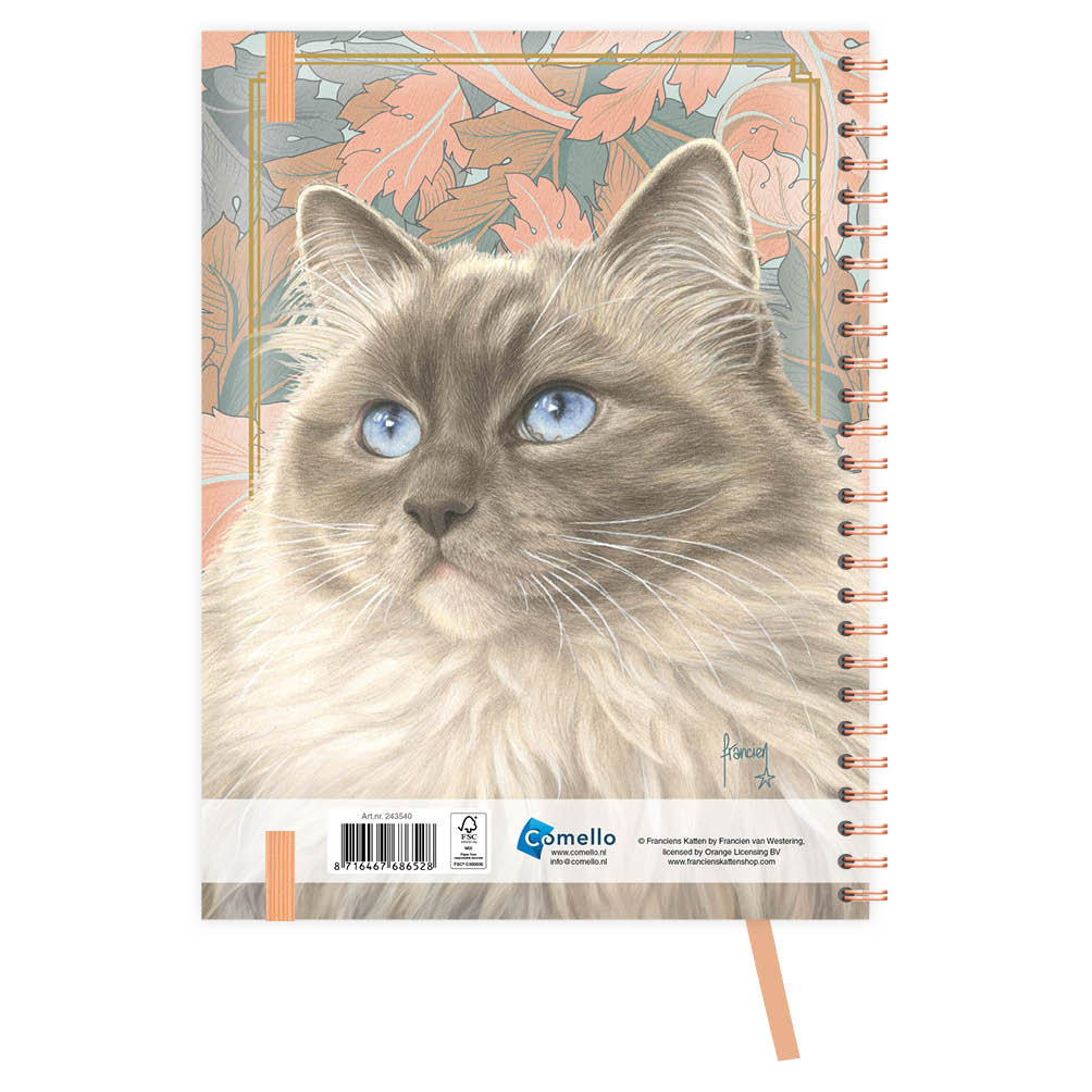 Franciens Katten Ringband bureau-agenda (HARDE KAFT) BLUE 2027 - Afbeelding 6