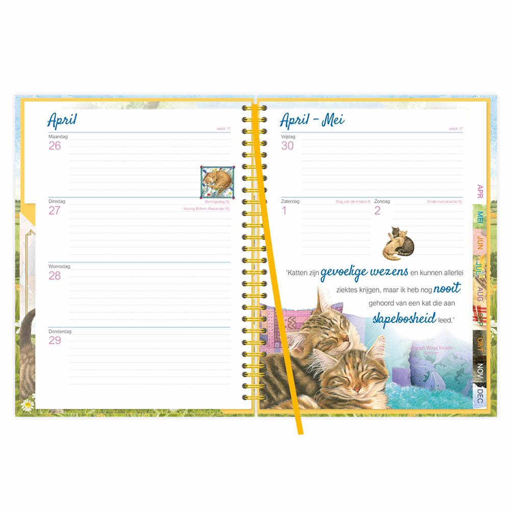 Franciens Katten RINGBAND bureau-agenda (harde kaft) MISCHA 2027 - formaat 17 x 23cm - Afbeelding 2