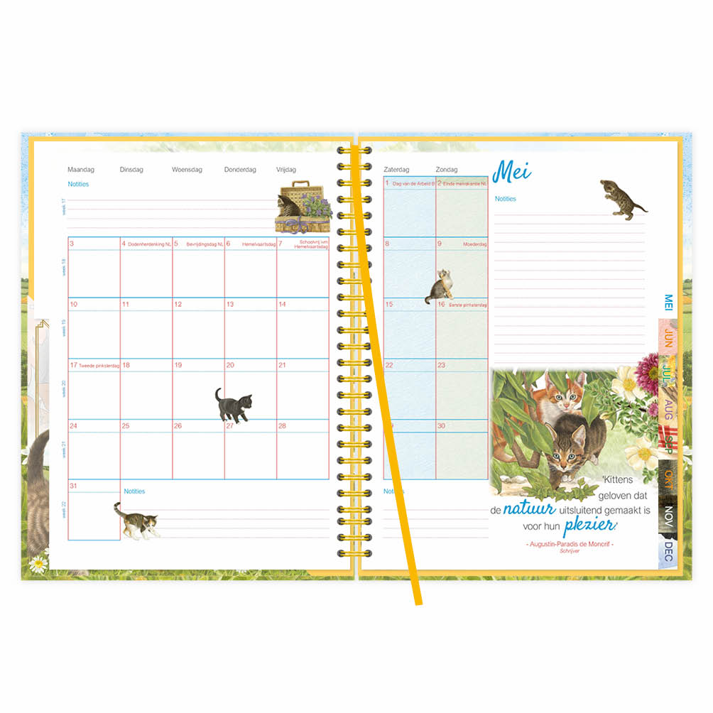 Franciens Katten RINGBAND bureau-agenda (harde kaft) MISCHA 2027 - formaat 17 x 23cm - Afbeelding 4