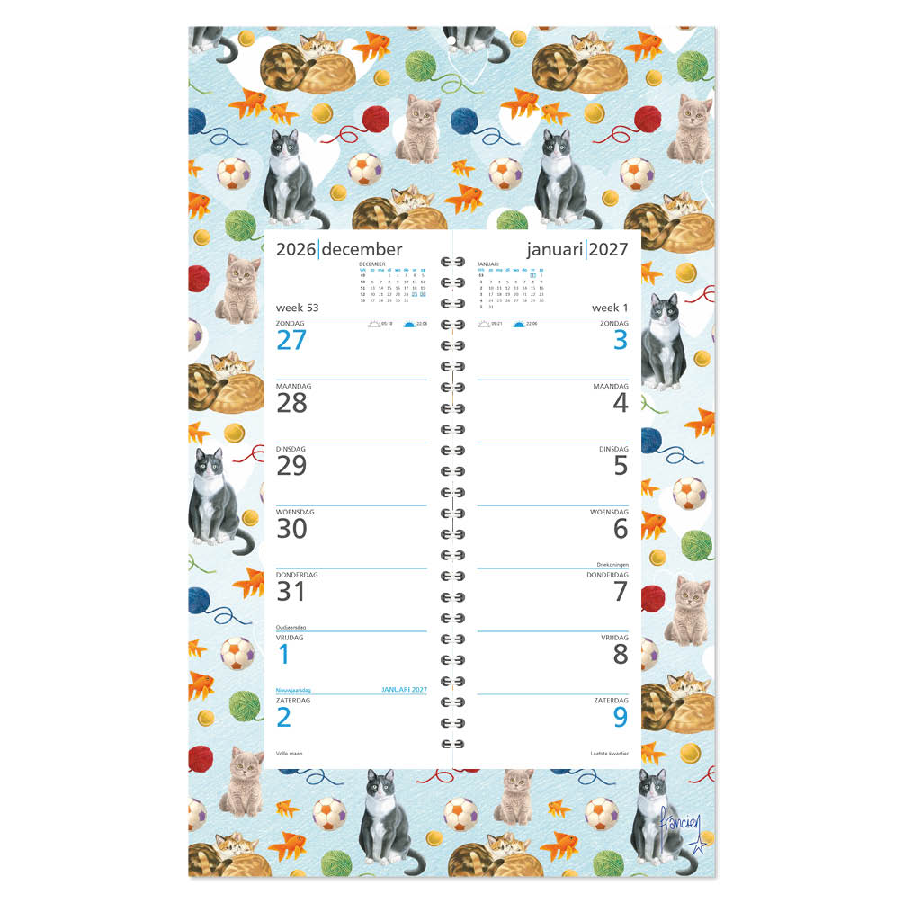 Franciens Katten weekomleg op schild BLAUWE SPEELVREUGDE 2027