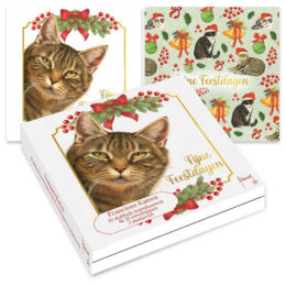 Franciens Katten kerstkaartenmapje / Cyperse kat - Kerstklokjes patroon
